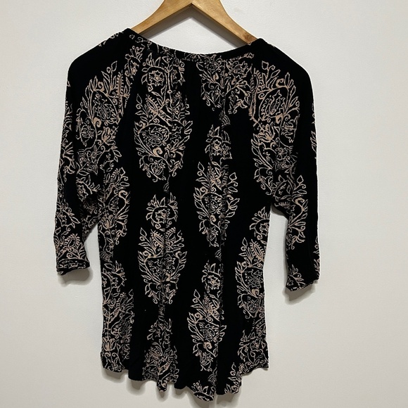Lucky Brand 2XL/2G Boho Paisley  Flowy 3/4 Length Sleeve lightweight Blouse - Picture 4 of 12